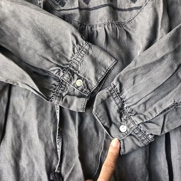 Simply Styled by Sears Womens Medium Long Sleeve Dark Grey Shirt With Tassels - Picture 7 of 10